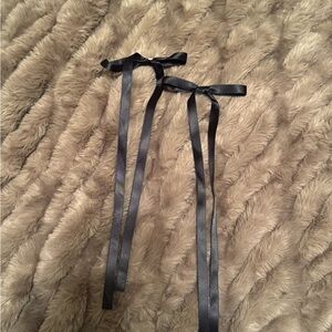 Black Hair Bows with Clips Attached - Set of 2